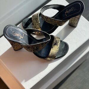 Yves Saint Laurent Black and Gold Heels